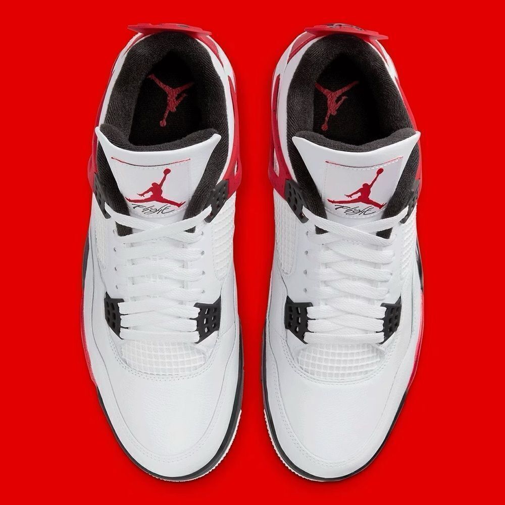 Nike Air Jordan 4 Red Cement White Fire Red Black Grey 408452-161 7y 7 kids gs - Picture 5 of 10